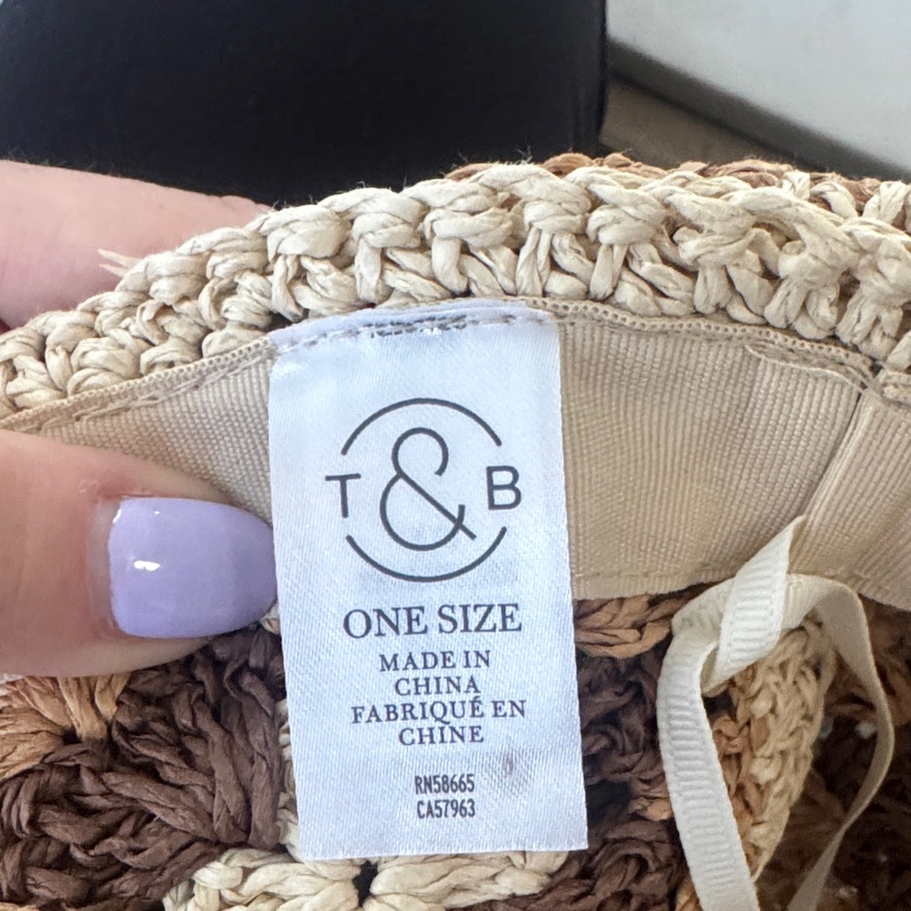 Crochet Bucket Sun Hat in Neutral Tan and Brown - Picture 2 of 2